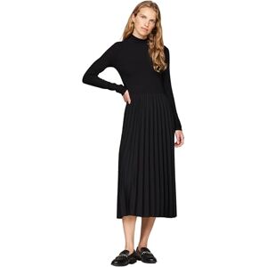 Tommy Hilfiger Dam Rib Mix F&F veckad klänning LS WW0WW44176 andra klänningar, svart, L, svart (svart), L Tommy Hilfiger Dam Rib Mix F&F veckad klänning LS WW0WW44176 andra klänningar, svart, L, svart (svart), L