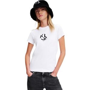 KARL LAGERFELD JEANS , Dam, Slim Kortärm Monogram T-Shirt, Slim Fit, Vit, M KARL LAGERFELD JEANS , Dam, Slim Kortärm Monogram T-Shirt, Slim Fit, Vit, M