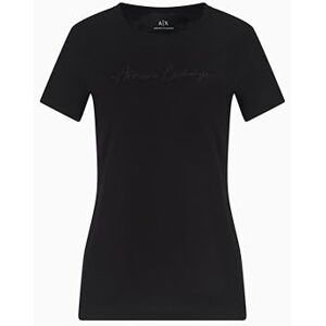 Giorgio Armani Women's Essential, broderad logotyp signatur t-shirt, Svart, S Giorgio Armani Women's Essential, broderad logotyp signatur t-shirt, Svart, S