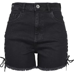 Urban Classics Dam damer Highwaist denim Lace Up shorts, Svart grå, 34 SE Urban Classics Dam damer Highwaist denim Lace Up shorts, Svart grå, 34 SE