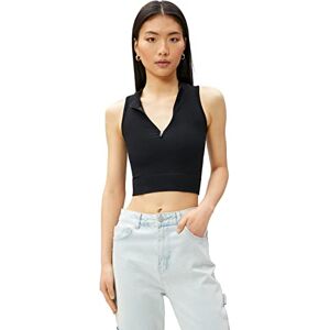 Koton dam crop sömlös blus halv dragkedja, Svart (999), XL Koton dam crop sömlös blus halv dragkedja, Svart (999), XL