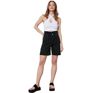 Trendyol Dam-beli Shirled Denim shorts, svart, 34 Trendyol Dam-beli Shirled Denim shorts, svart, 34