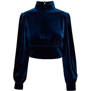 threezy damblus av stretchig sammet, blå, S threezy damblus av stretchig sammet, blå, S