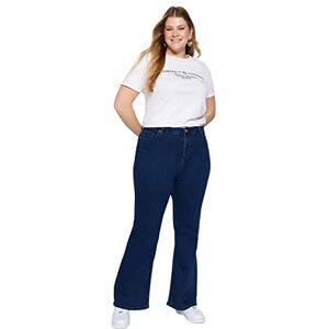 Trendyol Kvinnor plus storlek hög midja utsvängda ben plus storlek jeans, indigo, 42, Indigo, 68/More Trendyol Kvinnor plus storlek hög midja utsvängda ben plus storlek jeans, indigo, 42, Indigo, 68/More
