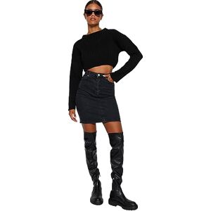 Trendyol Women's Black Basic Mini Denim kjol, 40 Trendyol Women's Black Basic Mini Denim kjol, 40