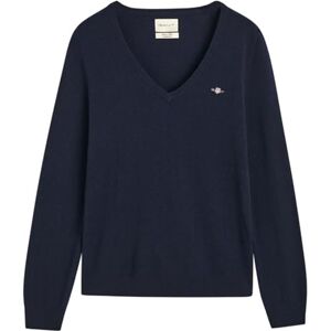 GANT Extrafine lammull V-hals, Kvällsblå, XL GANT Extrafine lammull V-hals, Kvällsblå, XL