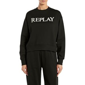 Replay Dam boxy fit sweatshirt av bomull, 098 svart, L Replay Dam boxy fit sweatshirt av bomull, 098 svart, L