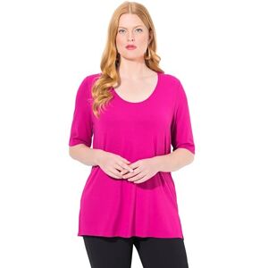 Ulla Popken damer stora storlekar överdimensionerade plus size t-shirt, främre dubbelskiktad, v-hals, halvärm, magenta, 42-44 Ulla Popken damer stora storlekar överdimensionerade plus size t-shirt, främre dubbelskiktad, v-hals, halvärm, magenta, 42-44