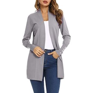 Irevial Damkofta långärmad tröja cardigan lätt finstickad jacka elegant stickad kappa i enfärgad casual normal tröja kappa med öppen framsida stickad tröja ytterkläder lång S-XXL, GRÅ, XL Irevial Damkofta långärmad tröja cardigan lätt finstickad jacka elegant stickad kappa i enfärgad casual normal tröja kappa med öppen framsida stickad tröja ytterkläder lång S-XXL, GRÅ, XL