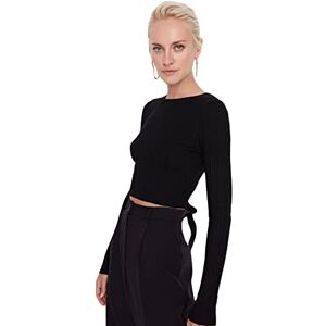 Trendyol Dam anpassad basic rundhalsad stickad tröja, Svart, L Trendyol Dam anpassad basic rundhalsad stickad tröja, Svart, L