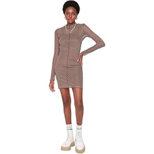 Trendyol Dam mini figursydd stickad klänning, Brun, M Trendyol Dam mini figursydd stickad klänning, Brun, M