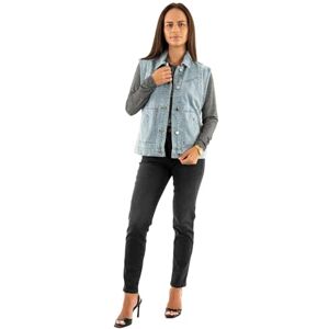 Morgan Kvinnors ärmlös jeansjacka 242-GAK blekta jeans T36, Färg: blå, 34 Morgan Kvinnors ärmlös jeansjacka 242-GAK blekta jeans T36, Färg: blå, 34