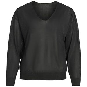 Vila Vinovy L/S V-hals rev stickad topp Noos, Svart skönhet, XS Vila Vinovy L/S V-hals rev stickad topp Noos, Svart skönhet, XS