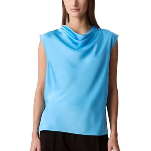 Calvin damblus i satin med vattenfallsutskärning, ethereal blå, liten Calvin damblus i satin med vattenfallsutskärning, ethereal blå, liten