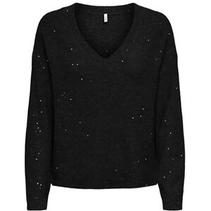 ONLY Onlarizona Ls Sequins V-hals pul KNT, svart, XS ONLY Onlarizona Ls Sequins V-hals pul KNT, svart, XS