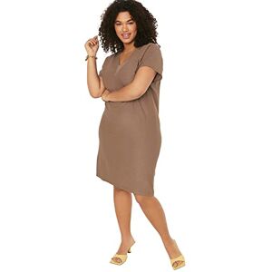 Trendyol Midi Standard normal plusstorlek klänning, Mink, 4XL (Stor) Trendyol Midi Standard normal plusstorlek klänning, Mink, 4XL (Stor)