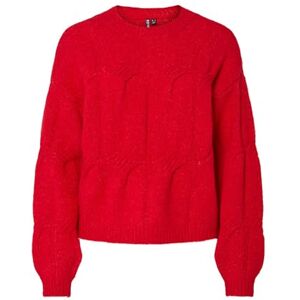PIECES Pcjenna Ls O-Neck Cable Knit Noos Bc, Goji Berry, XL PIECES Pcjenna Ls O-Neck Cable Knit Noos Bc, Goji Berry, XL