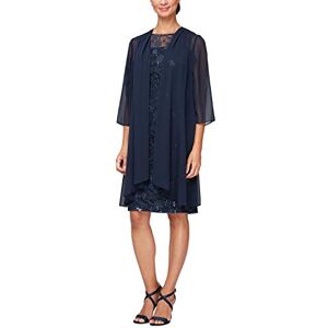 Alex Evenings Women's Short Embroidered Dress with Illusion Jacket, Navy, 14 Alex Evenings Women's Short Embroidered Dress with Illusion Jacket, Navy, 14