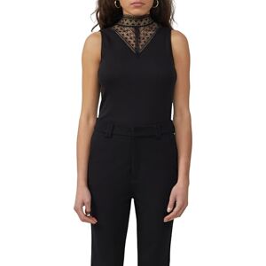 QS Top med spetsinsats, svart, S QS Top med spetsinsats, svart, S