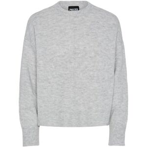 PIECES Pcmalou Ls O-Neck Cutline Knit Noos Bc, Ljusgrå melange, M PIECES Pcmalou Ls O-Neck Cutline Knit Noos Bc, Ljusgrå melange, M