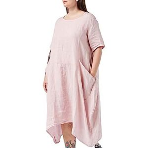 Bonateks , Flödande trapetsklänning med medellängd och halvärmar och fickor, 100% linne, De-storlek: 42 Us-storlek: XL, satin – tillverkad i Italien, Beige, 42 Bonateks , Flödande trapetsklänning med medellängd och halvärmar och fickor, 100% linne, De-storlek: 42 Us-storlek: XL, satin – tillverkad i Italien, Beige, 42