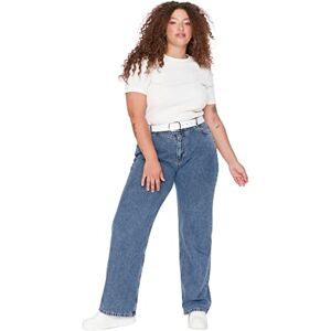 Trendyol Kvinnor plusstorlek hög midja breda ben plus size jeans, marinblå, 68/More Trendyol Kvinnor plusstorlek hög midja breda ben plus size jeans, marinblå, 68/More