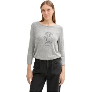 TOM TAILOR dam mysig långärmad med tryck, 21373 Medium Silver Grå Melange, XXL TOM TAILOR dam mysig långärmad med tryck, 21373 Medium Silver Grå Melange, XXL