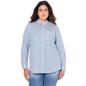 Ulla Popken damer stora storlekar överdimensionerade plus size blus, ränder, A-linje, skjortkrage, långärmad, Denimblå, 46-48 Ulla Popken damer stora storlekar överdimensionerade plus size blus, ränder, A-linje, skjortkrage, långärmad, Denimblå, 46-48