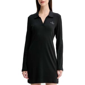 Calvin kvinnors Ls Monologo Rib Polo miniklänning LV047D214G klänningar, svart, S Calvin kvinnors Ls Monologo Rib Polo miniklänning LV047D214G klänningar, svart, S
