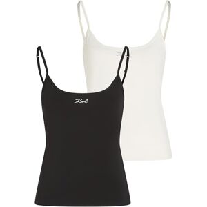 KARL LAGERFELD , Women's signature Cami Top (2-pack), Cannoli cream-svart, XS, flerfärgad, XS KARL LAGERFELD , Women's signature Cami Top (2-pack), Cannoli cream-svart, XS, flerfärgad, XS