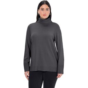 Ulla Popken dam stora storlekar överdimensionerade plus size polotröja, breda ribbade muddar, långärmad, Antracit blandning, 46-48 Ulla Popken dam stora storlekar överdimensionerade plus size polotröja, breda ribbade muddar, långärmad, Antracit blandning, 46-48