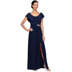 Alex Evenings Women's Long Cowl Neckline Mother of The Bride Dress, Formal Event Gown (Petite and Regular Sizes), Navy, 16 Alex Evenings Women's Long Cowl Neckline Mother of The Bride Dress, Formal Event Gown (Petite and Regular Sizes), Navy, 16