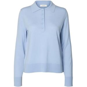 SELECTED WOMEN SELECTED Kvinnor Slfthea Ls stickad merino krage Noos, Kashmirblå, L SELECTED WOMEN SELECTED Kvinnor Slfthea Ls stickad merino krage Noos, Kashmirblå, L