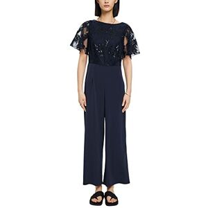 ESPRIT Collection Jerseyjumpsuit med blombroderi på överdelen, marinblå, L ESPRIT Collection Jerseyjumpsuit med blombroderi på överdelen, marinblå, L