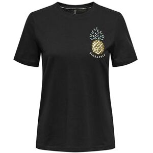 ONLY Onlkita Life Reg S/S Ananas topp JRS, svart, XS ONLY Onlkita Life Reg S/S Ananas topp JRS, svart, XS