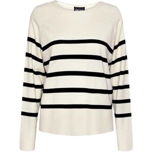 PIECES Dam Pcsia Ls Knit Noos Bc Tröja, Vit/ränder: svart, XL PIECES Dam Pcsia Ls Knit Noos Bc Tröja, Vit/ränder: svart, XL