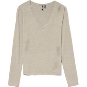 VERO MODA Vmlava Glitter Ls V-hals topp randig Ga, Havregryn, XL VERO MODA Vmlava Glitter Ls V-hals topp randig Ga, Havregryn, XL
