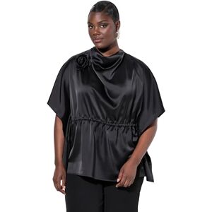 Ulla Popken damskjorta blus med överdimensionerade rosblusar, svart, 54-56 Ulla Popken damskjorta blus med överdimensionerade rosblusar, svart, 54-56