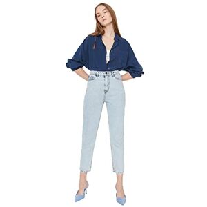 Trendyol Dam Ice Blue Acid Wash High Waist Mom jeans, blå, 34 SE Trendyol Dam Ice Blue Acid Wash High Waist Mom jeans, blå, 34 SE