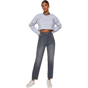 Trendyol dam rak mamma hög midja jeans, grå, 36 Trendyol dam rak mamma hög midja jeans, grå, 36