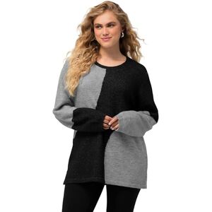 Ulla Popken dam stora storlekar överdimensionerade plus size tröja, färgblocking, rund hals, långärmad 823480, svart, 46-48 Ulla Popken dam stora storlekar överdimensionerade plus size tröja, färgblocking, rund hals, långärmad 823480, svart, 46-48