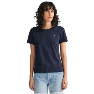 GANT Reg Shield Ss T-shirt för kvinnor, Kvällsblå, XL GANT Reg Shield Ss T-shirt för kvinnor, Kvällsblå, XL