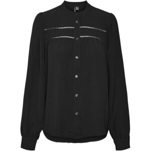 VERO MODA VMEMMA LS LACE Shirt WVN GA NOOS, svart, S VERO MODA VMEMMA LS LACE Shirt WVN GA NOOS, svart, S