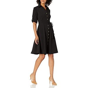 SHARAGANO Dam button front pleated shirt dress vardaglig klänning, djup, svart, 40 SHARAGANO Dam button front pleated shirt dress vardaglig klänning, djup, svart, 40