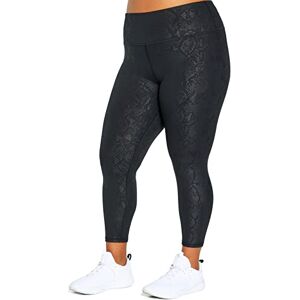 Marika Daminnehåll hög midja och prägling, överdimensionerade leggings, Svart havsorm prägling, 1X Marika Daminnehåll hög midja och prägling, överdimensionerade leggings, Svart havsorm prägling, 1X