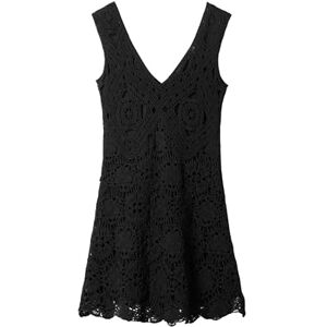 Desigual Dam stickad klänning ärmlös ledig klänning för kvinnor, Svart –, S Desigual Dam stickad klänning ärmlös ledig klänning för kvinnor, Svart –, S
