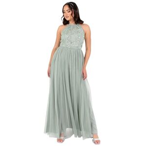 Maya Deluxe Dam maxi klänning dam Halterneck ärmlös blommig paljett utsmyckat tyll A-Line Bridesmaid Prom Ball Gown, grön lilja 46, Grön lilja, 44 Maya Deluxe Dam maxi klänning dam Halterneck ärmlös blommig paljett utsmyckat tyll A-Line Bridesmaid Prom Ball Gown, grön lilja 46, Grön lilja, 44