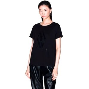 Giorgio Armani Dam kortärmad On Tone Logo Print Regular Boxy Fit T-shirt, svart, S Giorgio Armani Dam kortärmad On Tone Logo Print Regular Boxy Fit T-shirt, svart, S