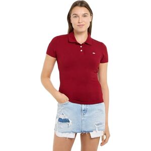 Tommy Jeans dam TJW Slim Essential Polo SS S/S Polo, röd matta, L, Röd matta, L Tommy Jeans dam TJW Slim Essential Polo SS S/S Polo, röd matta, L, Röd matta, L