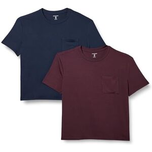 Amazon Essentials dam jersey avslappnad passform kortärmad rund hals ficka t-shirt, paket med 2, vinröd/marinblå, Large Amazon Essentials dam jersey avslappnad passform kortärmad rund hals ficka t-shirt, paket med 2, vinröd/marinblå, Large